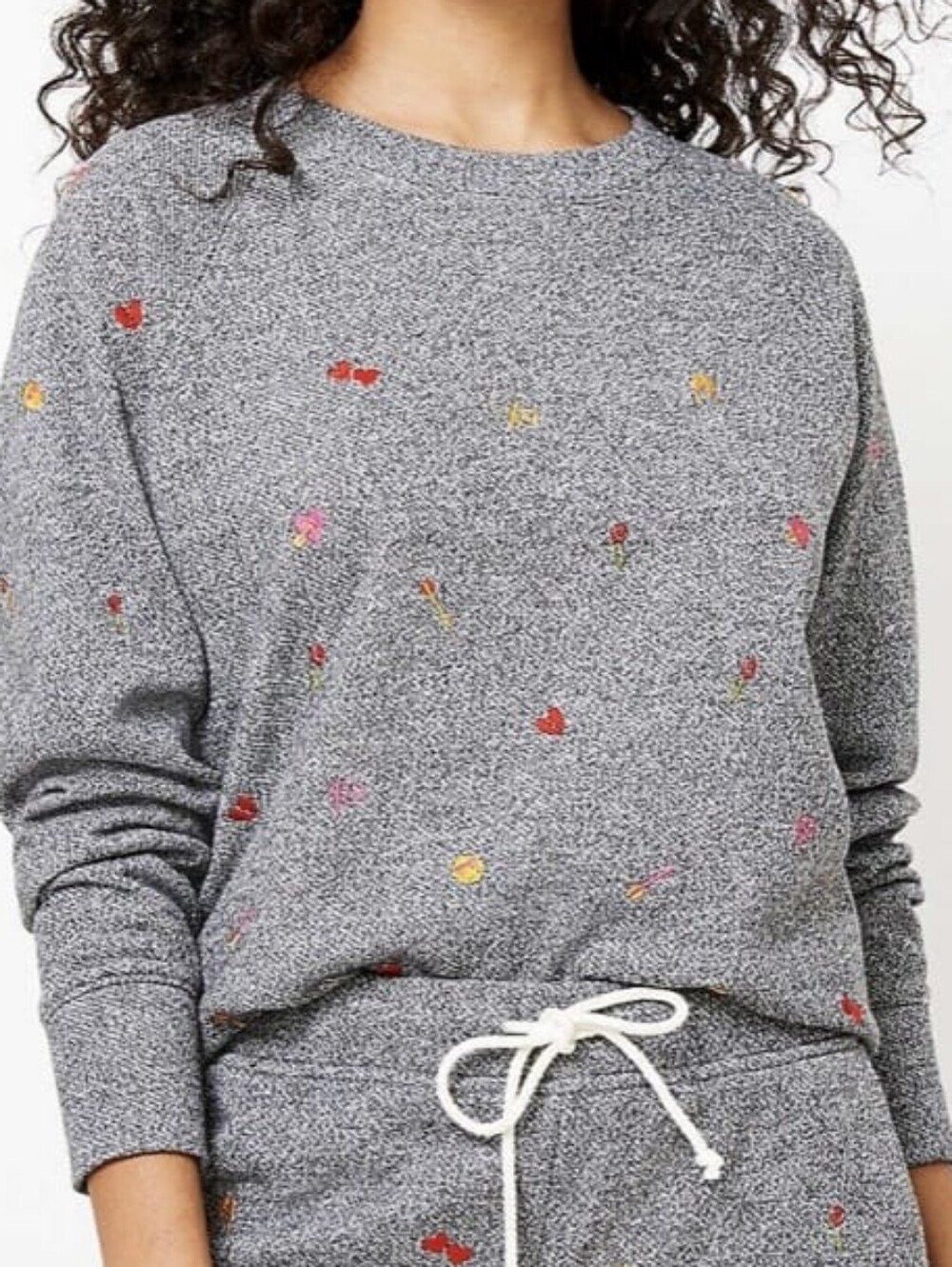 Loft Lou & Grey Heather Gray Embroidered Emoji Cozy Oversized Sweatshirt M